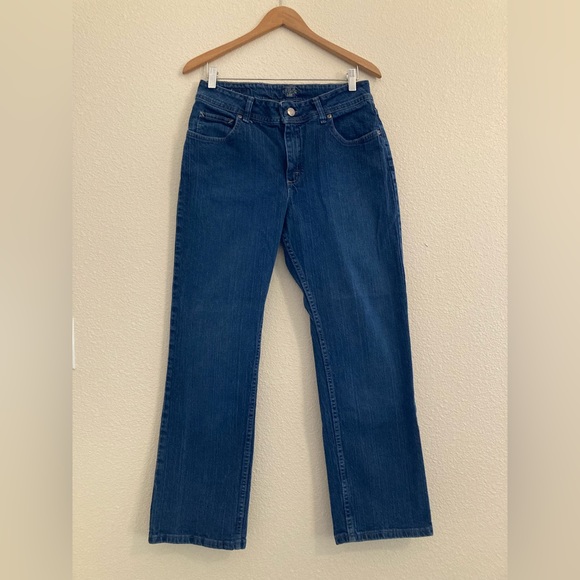Riders By Lee Dark Wash High Rise Straight Mom Jeans Size 12 Petite - Picture 1 of 5